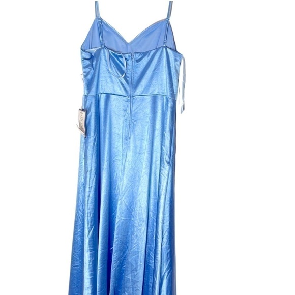 CITY STUDIO Blue Zip,Pocks, Slit Spaghetti Strap Full-Length Gown Dress Juniors - Picture 6 of 13